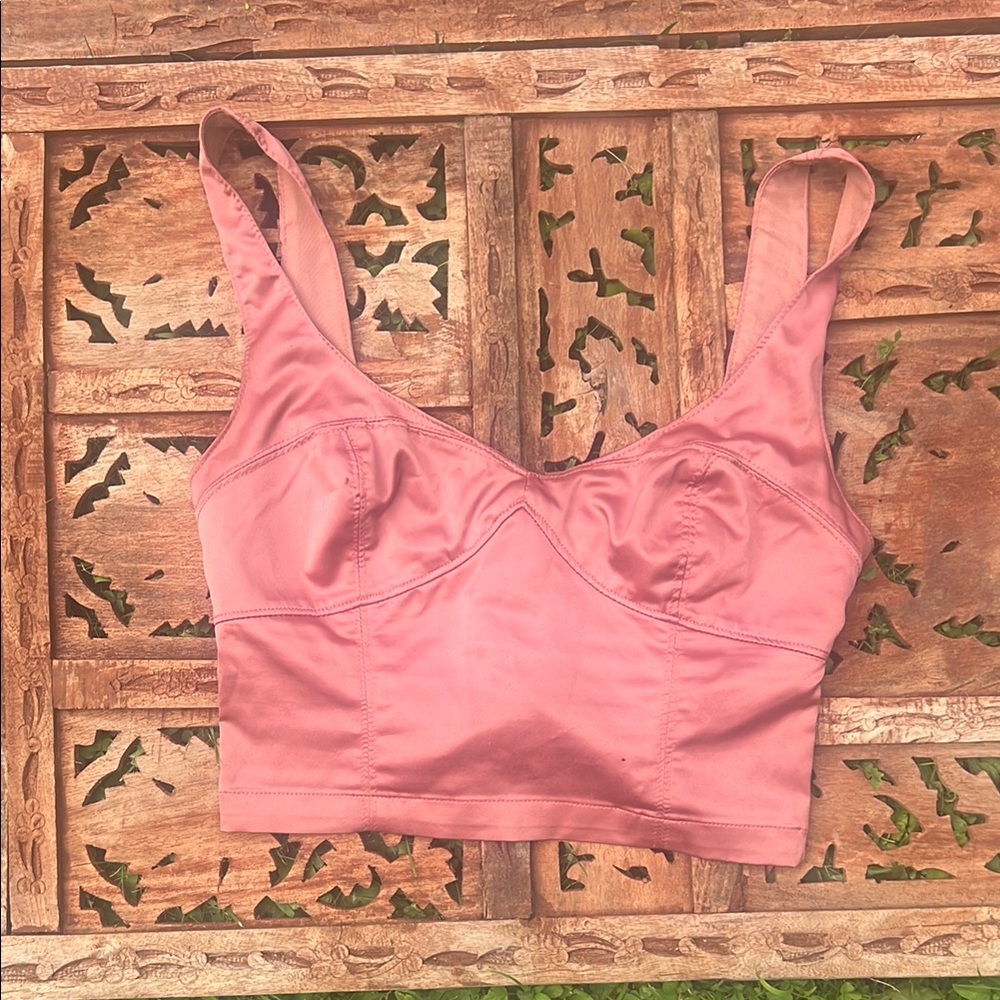 Urban Outfitters Pink Satin Crop Top